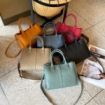 Women's Genuine Leather Handbag - Large Capacity Convertible Crossbody/Handbag with Detachable Strap, Golden-Tone Hardware & Secure Zipper Closure, Multi-Color Options (Black, Yellow, Red, Grey, Beige, Olive Green) - Durable Everyday Work & Travel Bag, Minimalist Design, Lined Interior, Spot Clean Only, Made in Guangzhou