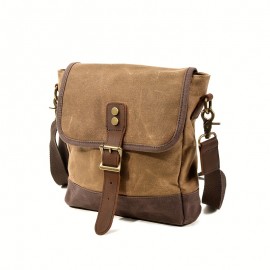 Men's Vintage Olive Green Canvas Crossbody Bag - Large Capacity Adjustable Shoulder Strap, Golden-Tone Hardware & Snap Closure, Casual Outdoor Travel Backpack Purse for,, Everyday Use (Army Green, Durable Canvas)