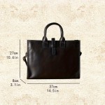Men'S Genuine Leather Briefcase - Vintage Large Capacity Shoulder Bag with Adjustable Strap, Black & Brown, Durable for Business, Commuting, and Everyday Use, Commuting Accessory | Vintage Style Bag | Genuine Leather Bag, Large Capacity Bag, Small Briefcase For Men, Laptop Bag For Men