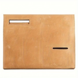 Vintage Genuine Leather Briefcase - Retro A4 Document Holder, Stylish Shoulder & Crossbody Bag for Men, Deep Brown Crazy Horse Leather with Golden Buckle, Perfect for Daily Commute & Professional Use, Leather Purse