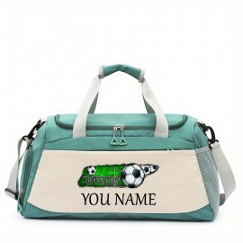 Customizable Soccer-Themed Large Capacity Gym Bag with Shoe Compartment, Adjustable Shoulder Straps & Multi-Functional Storage Pockets - Perfect for Basketball, Travel & Daily Use - Ideal Gift for Birthdays, Father'S Day, Thanksgiving, Sports Gear, Playful Design, Durable Construction